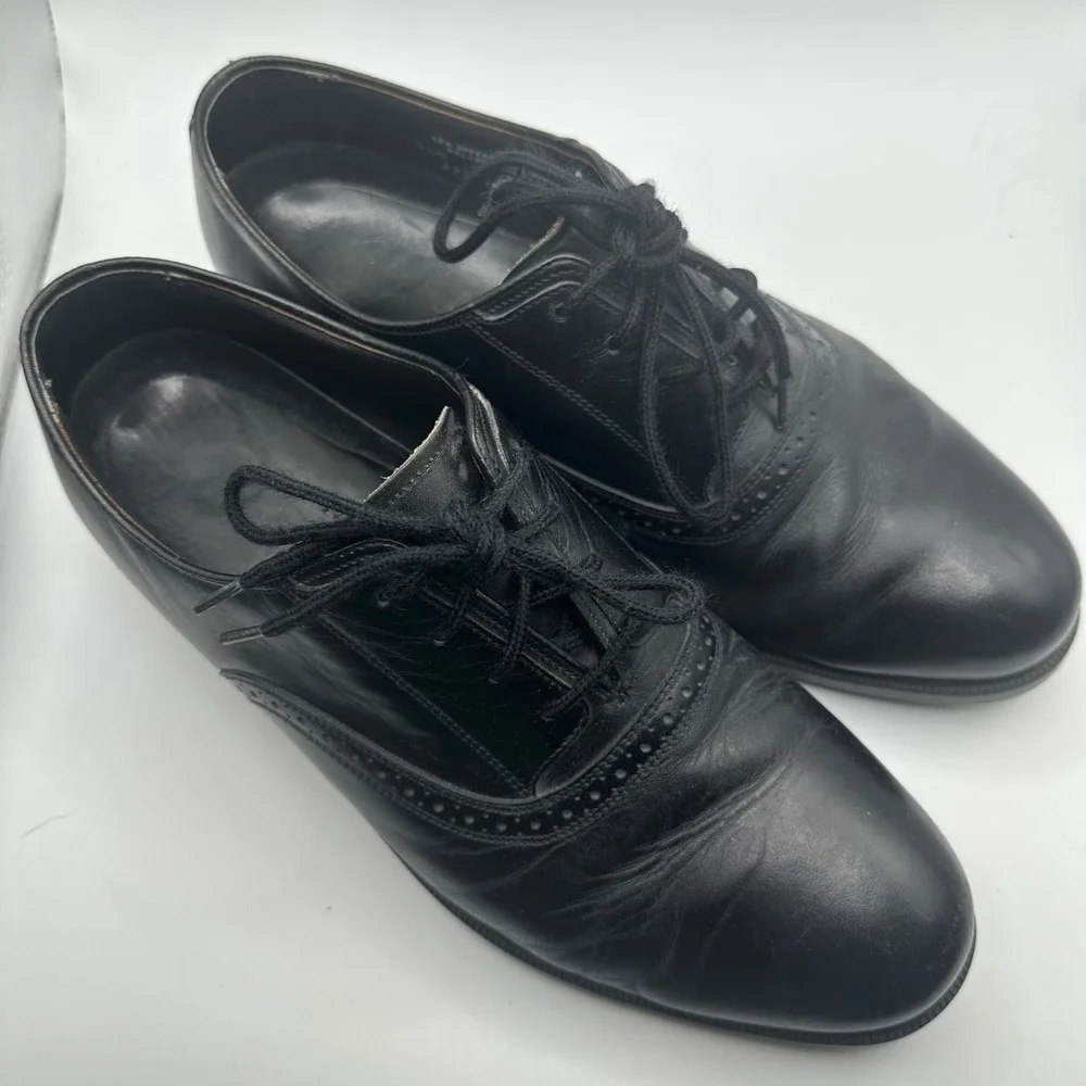 Clarks Air Comfort Mens Black Leather Wingtip Oxford Dress Shoes Size 9.5 M